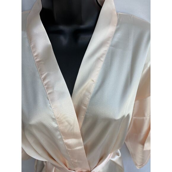 Mother of the Bride NEW Rhinestone Cream Satin Robe Size S/M Kimono Wedding - Picture 2 of 11